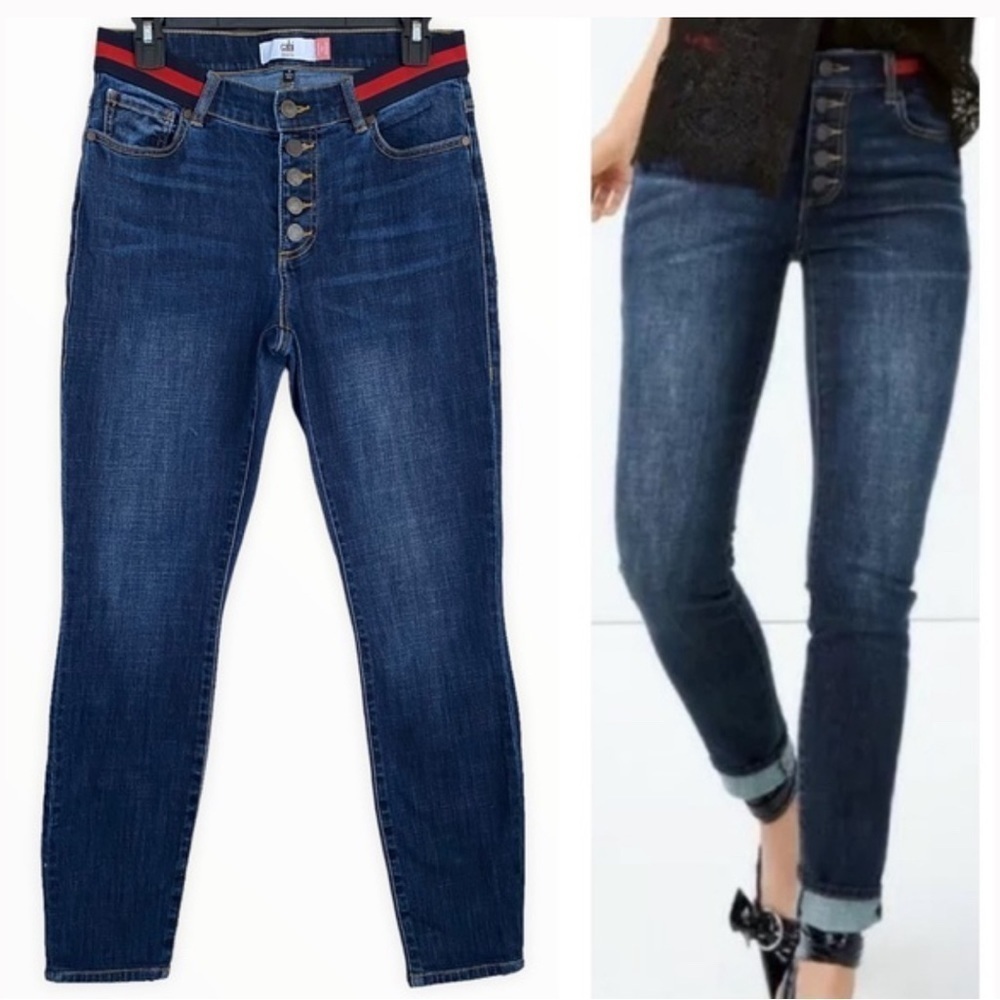 Women’s CAbi Button Fly Medium Wash Skinny Size 10